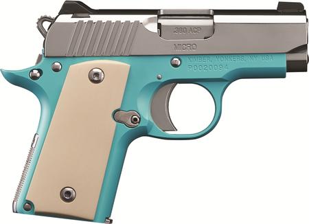 KIMBER MICRO 380 BEL AIR (NS) BLUE W/ POLISHED STAINLESS SLIDE 2.75