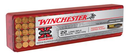 WINCHESTER AMMO X22LRPP1 SUPER-X 22 LR 40 GR POWER-POINT COPPER PLATED 100 BX/20