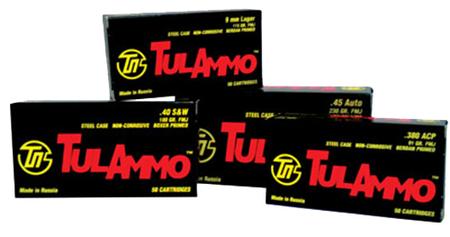 TULAMMO .380 ACP 91GR FMJ STEEL CASE 1010 FPS 50 ROUNDS